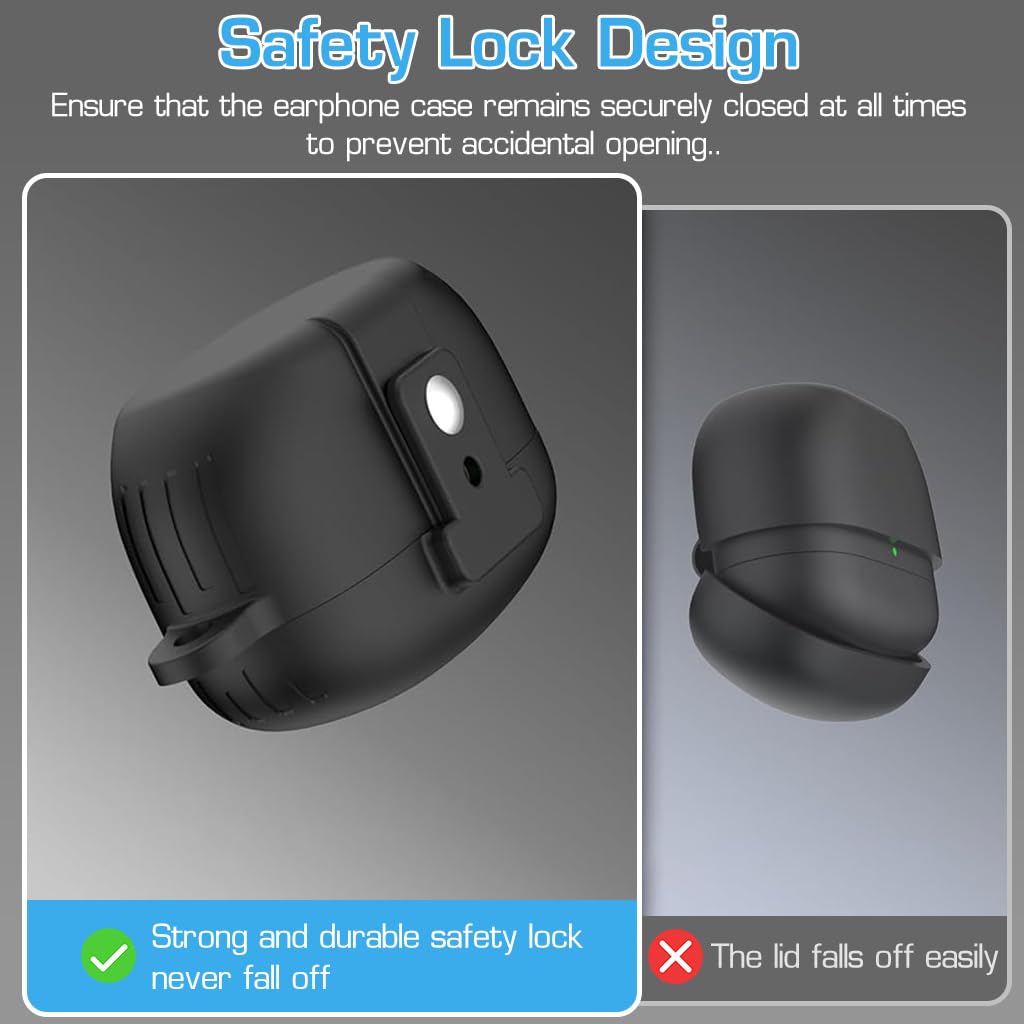 ZORBES Earbuds Case Cover for Sony WF-1000XM5 Earbuds(2023), Silicone Protective Case with Snap Lock Scratchproof Shockproof Wireless Earbuds Cover for Sony WF1000XM5 with Lanyard&Carabiner, Black