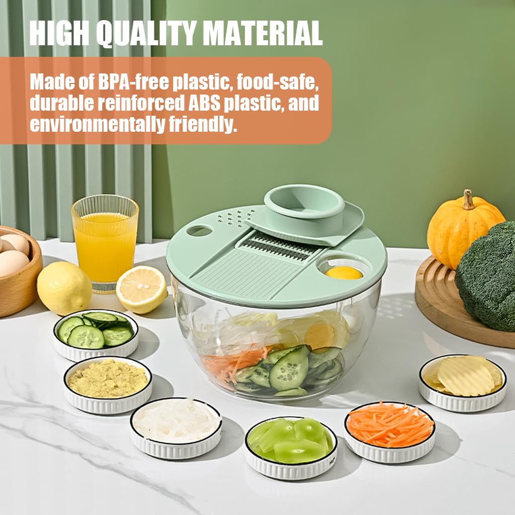 HASTHIP 4L Salad Dryer Bowl Multifunctional Salad Processer Bowl with 6 In 1 Food Processer Blades Large Capacity Salad Dryer Bowl