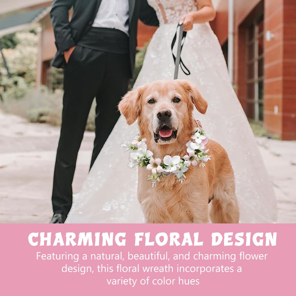 Qpets Pet Photo Prop, Dog Clothes Accessory Flower Wreath Tie Back Fabric Floral Wreath Romantic Wreath for Wedding & Photography & Party & Festival