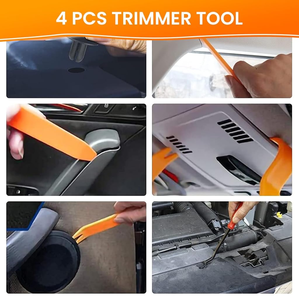 STHIRA Universal Car Bumper Retainer Clip Kit 100 Pcs Assorted Plastic Rivets Fasteners with 5 Fastener Removal Tools for Ford, GM, Chrysler, Toyota Car Tools for Trim, Fender, Radiator Shield