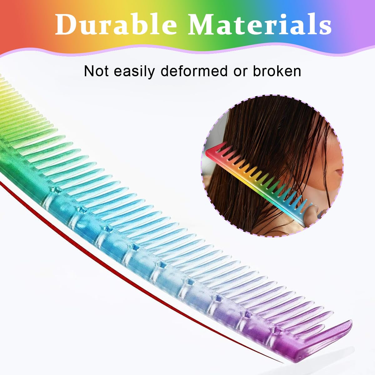 MAYCREATE 3pcs Hair Comb Set Rainbow Fine Cutting Hairdressing Rat Tail Combs Salon Fine Teeth Hair Styling Comb for Back Combing, Root Teasing - Anti-Static & Heat Resistant