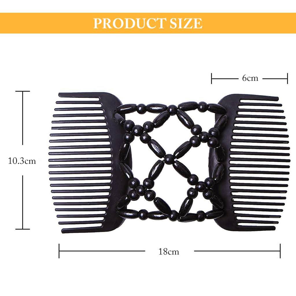 SANNIDHI Hair Magic Comb Clip Double Beaded Beads Elasticity Hairpin Stretchy Hair Combs For Women Hair Accessories