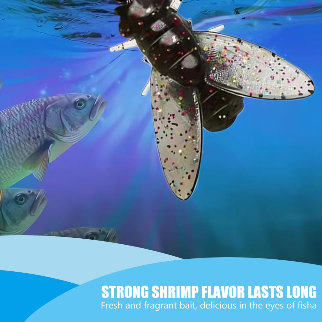 Proberos 20Pcs Bionic Fly Fishing Baits with Box 8mm Micro Bionic Soft Fly Fishing Baits Swimbaits Soft Flies Bass Fly Fishing Lures Kit, Saltwater Freshwater Flies Swim Baits Fly Fishing Hook