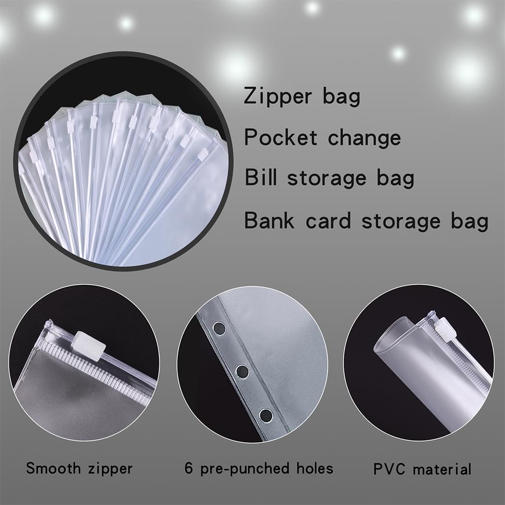 HASTHIP A6 Budget Binder with Zipper and Cash Envelopes, Monthly Budget, Remind, Budget Sheet, Category Stickers, Money Organizer for Cash and Card for Home Office School