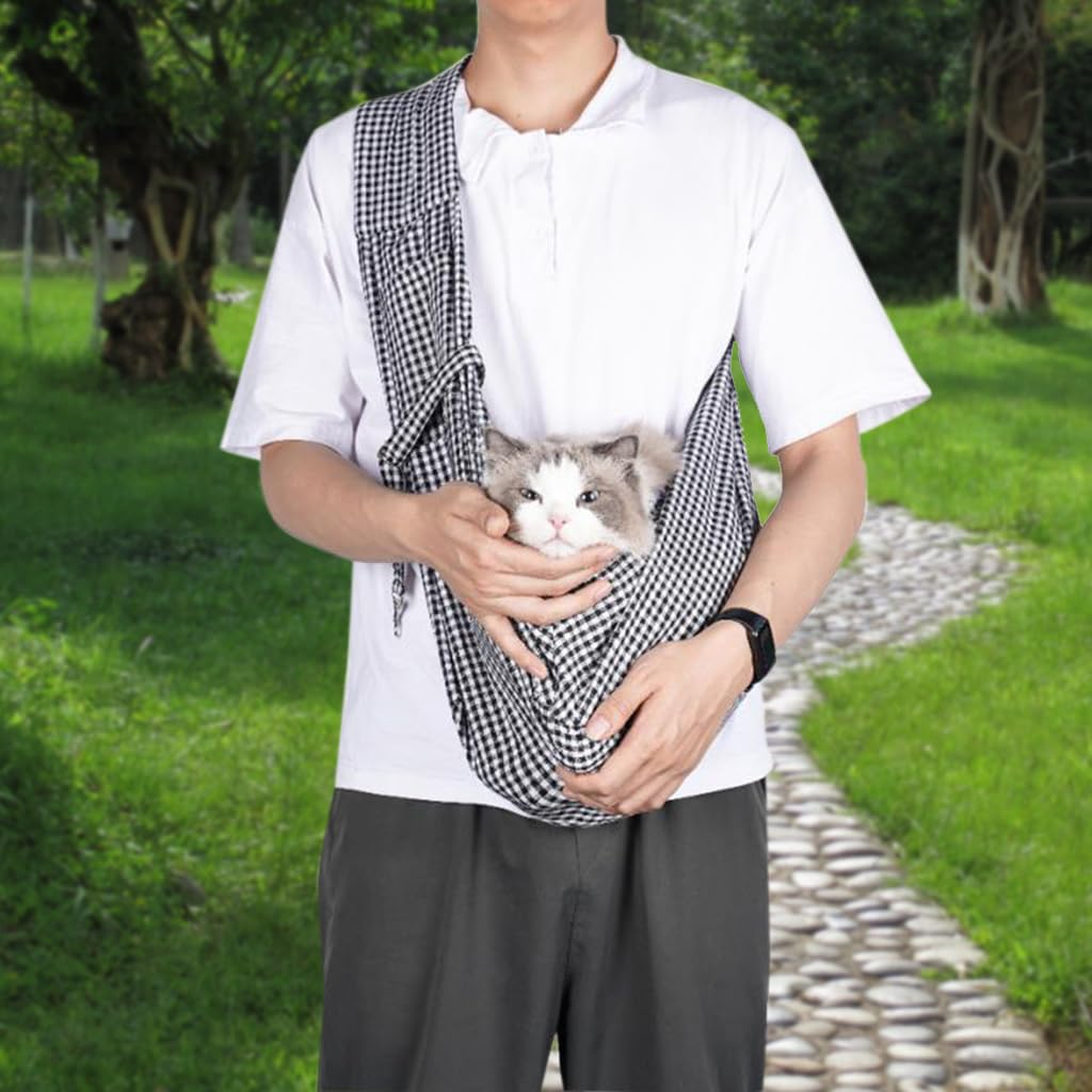 Qpets Small Dog Carrier Bag, Foldable Outdoor Cat Dog Backpack Sling Bag, Crossbody Pet Bag Adjustable Strap Dog Carrier Bag with Snap Button Shoulder Bag (Suitable for 7.5kg Below)