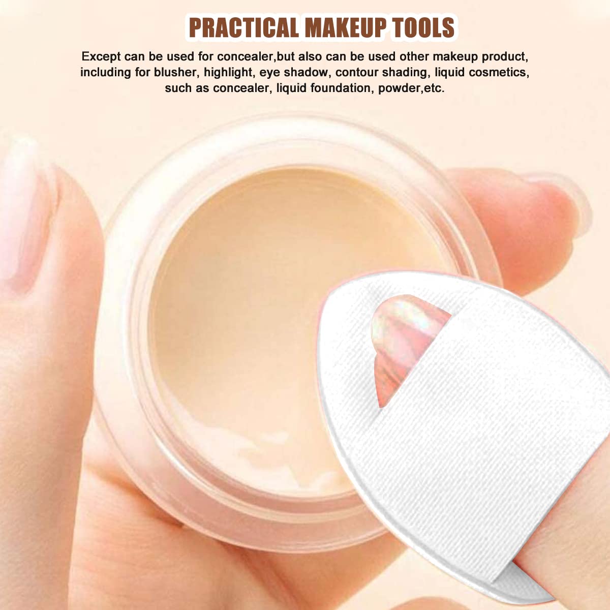 MAYCREATE 10pcs Mini Finger Makeup Powder Puff for Women Beauty Blender Sponges Mini Air Cushion, Concealer Brush Alternatives, Makeup Blender Puff for Nose Around, Freckles, Spots, Eye Bags (white)