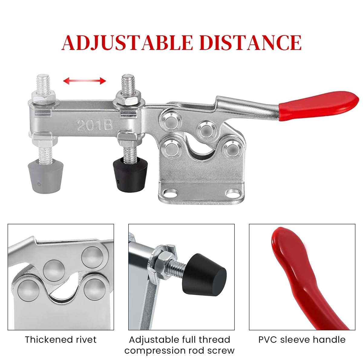 Serplex 4Pcs Toggle Clamp Hold Down Clamp 220Lbs Holding Capacity Antislip Horizontal Quick Release Toggle Clamp