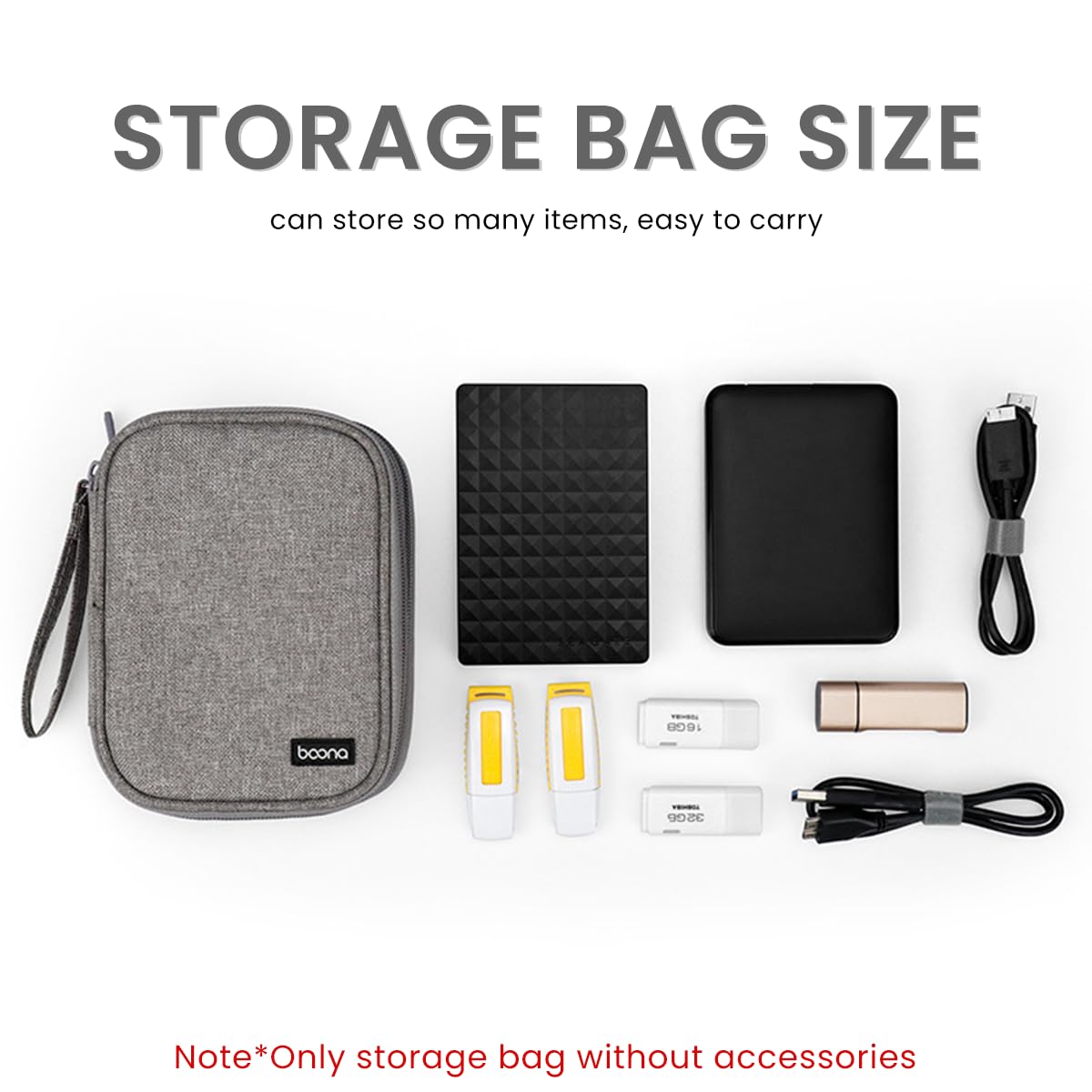 ZORBES Carrying Case for SSD Hard Drive Storage Bag Double Layer Carrying Case for Two 2.5 inch SSD Hard Drive Oxford Cloth Accessory Bag, Not Include SSD & Accessories