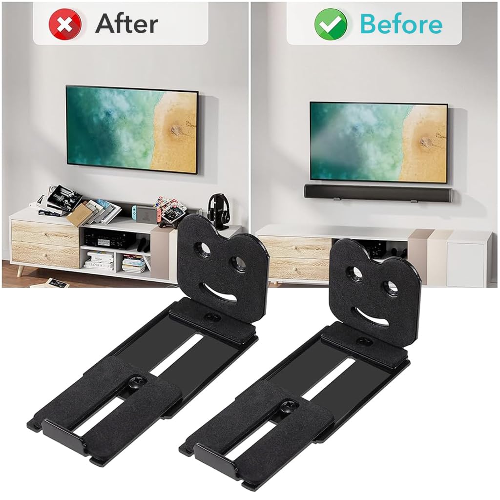 ZORBES 2Pcs Soundbar Mount Wall Mount Metal Soundbar Wall Mount Adjustable Soundbar Metal Wall Mount with Screws & Installation Accessories Universal Wall Mount for Samsung HW-Q950A, Sony HT-A7000