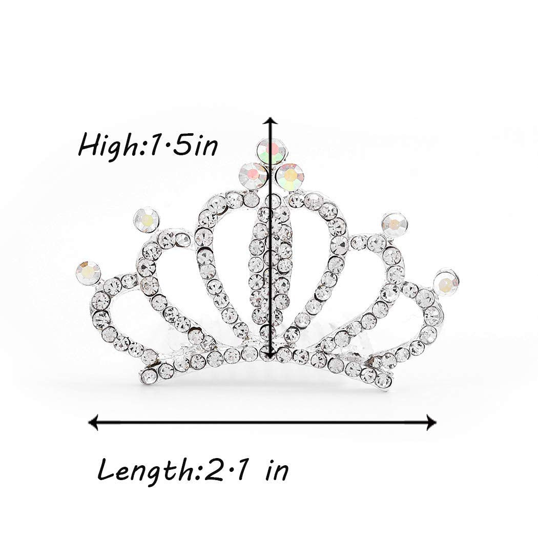 PALAY Crown for Girls Mini Princess Crown Shiny Crystal Tiara Crown with Hair Comb Silver Rhinestone Hair Accessories Crown for Kids Party Birthday Gift