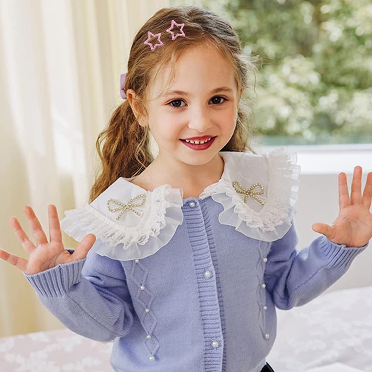 PALAY Snap Hair Clips for Girls Kids, 20Pcs Shining Stars Metal Hair Barrettes Non-slip Colorful Cute Hair Accessories for Toddlers Teen Girls