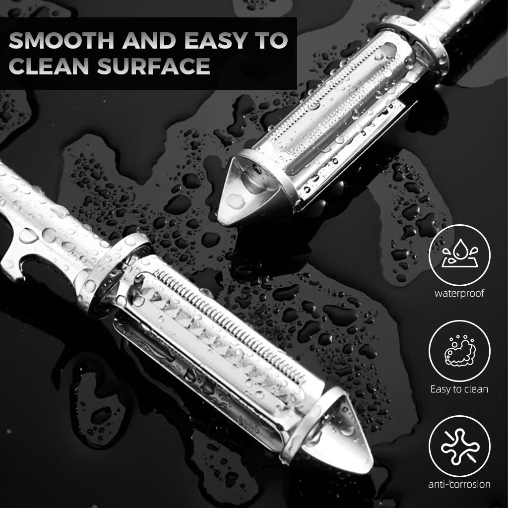 Supvox 5 in 1 Multipurpose Kitchen Peeler with Core Remover, Grater, Julienne Peeler for Carrots, Potatoes, Cucumbers, Carbon Steel Peeler for Potato, Apple, Veggies, Carrot, Kiwi, Cucumber
