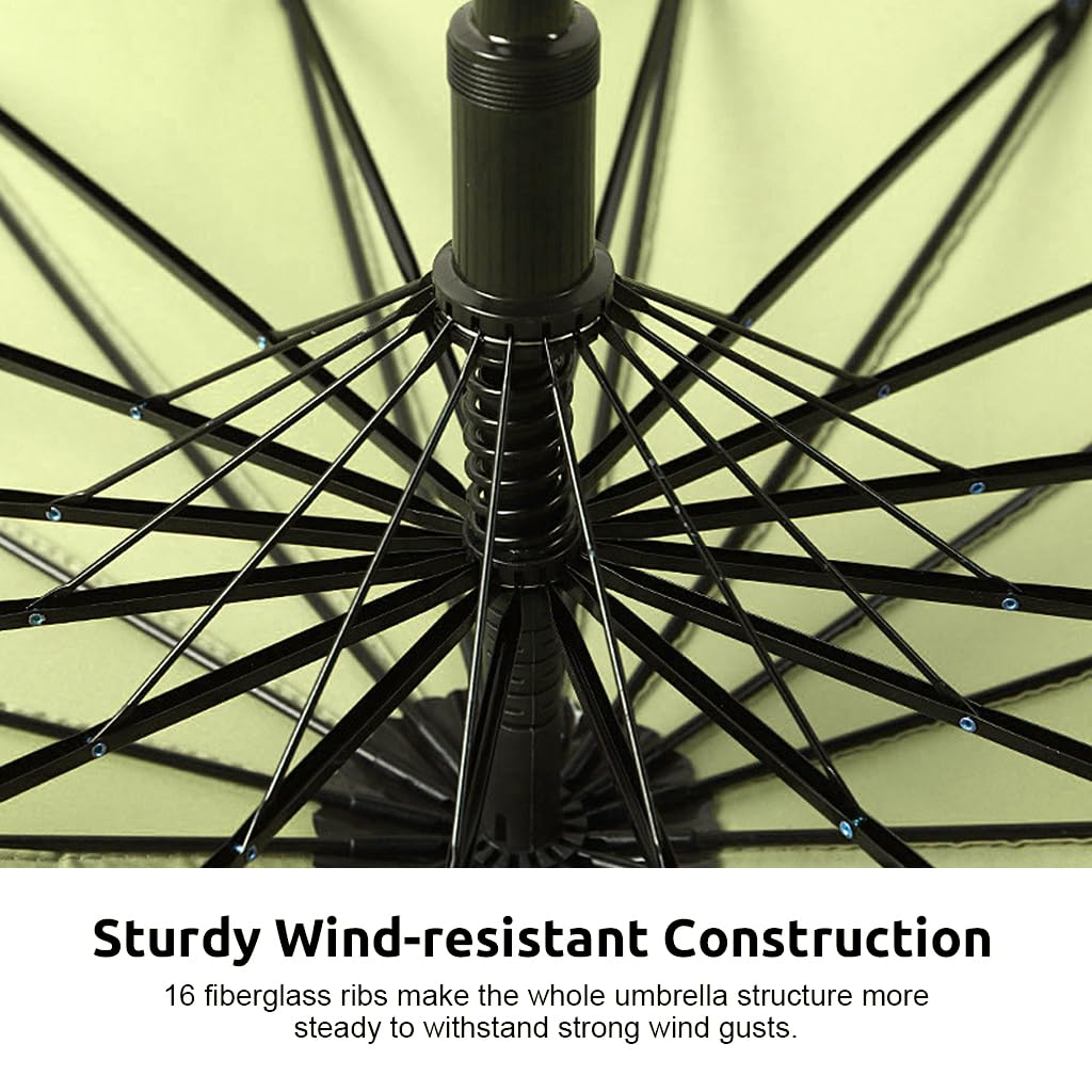 PALAY 47in Umbrella Big Size for Women, 16 Alloy Fiber Ribs Long Stick Umbrella, Automatic Open Windproof Umbrella, UPF 50 + Japanese Umbrella for Family, Outfoor