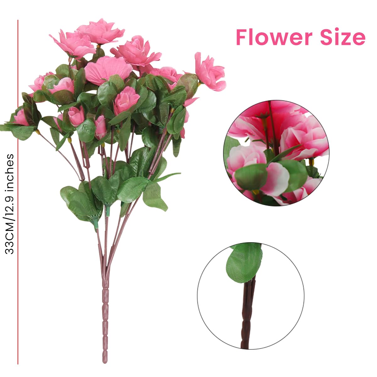HASTHIP 2 Bouquets Rhododendron Artificial Flower, Retro Style Natural Simulated Flowers DIY Fake Flowers for Home Decor Indoor and Wedding, Pink