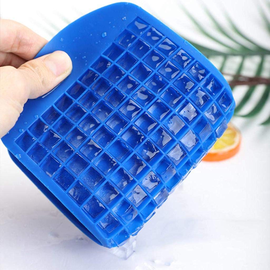 Supvox Mini Silicone Ice Cube Trays, 160 Grids Food Grade Small Ice Trays for Freezer, Ice Square Mould for Kitchen Bar Party Drinks - Blue