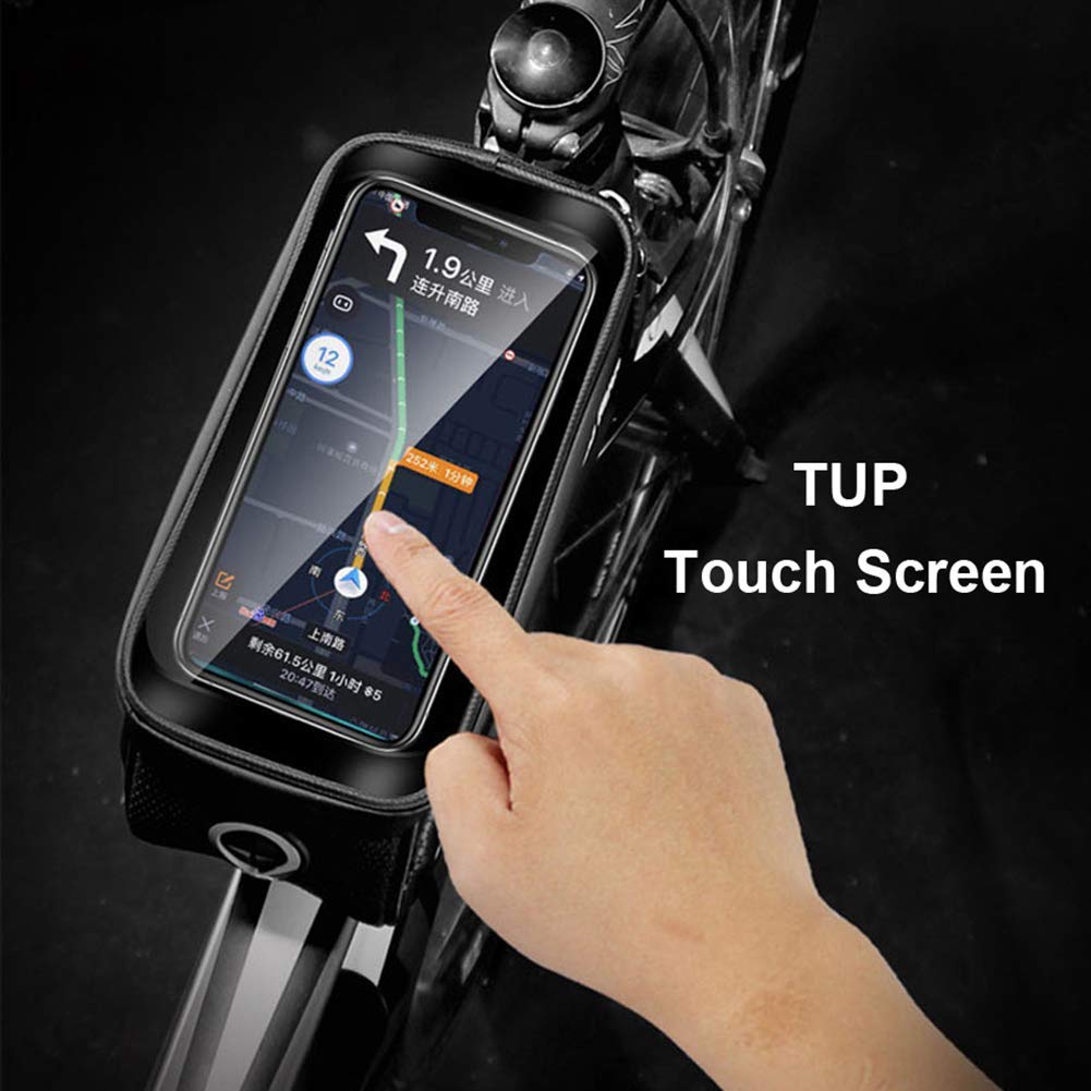 Proberos Cycle Frame Bag, Bicycle Storage Bag with 6.5'' Waterproof TPU Touch Screen & Double Zipper Design, Cycle Mobile Holder Bag for All Phones Upto 6.5 Inches Outdoor Riding Gear (Black-12)