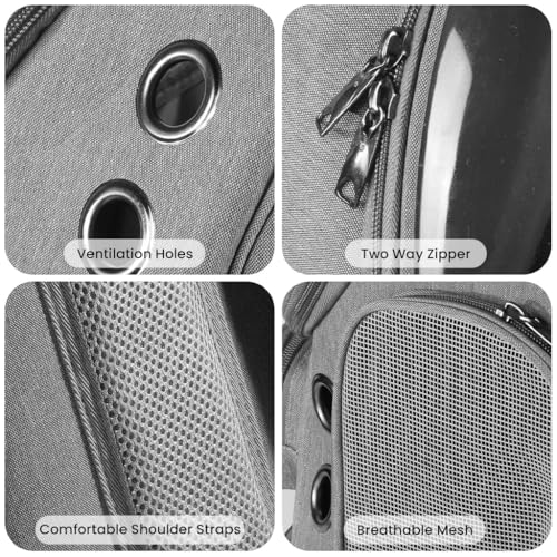ZIBUYU® Cat Bag Carrier Backpack, Bubble Transparent Window Cat House for Adult&Puppy Cat with Space Capsule Ventilated Design Portable Multi-Pocket for Traveling/Hiking/Camping/Outdoors (Grey)