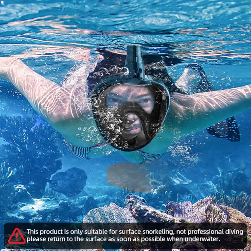 Proberos® Adult Snorkel Mask 180° Wide Angle View Anti-Fog Snorkeling Face with Drain Valve Detachable Breathing Tube Design Full Face Diving Gear Camera Mount S/M 3PCS