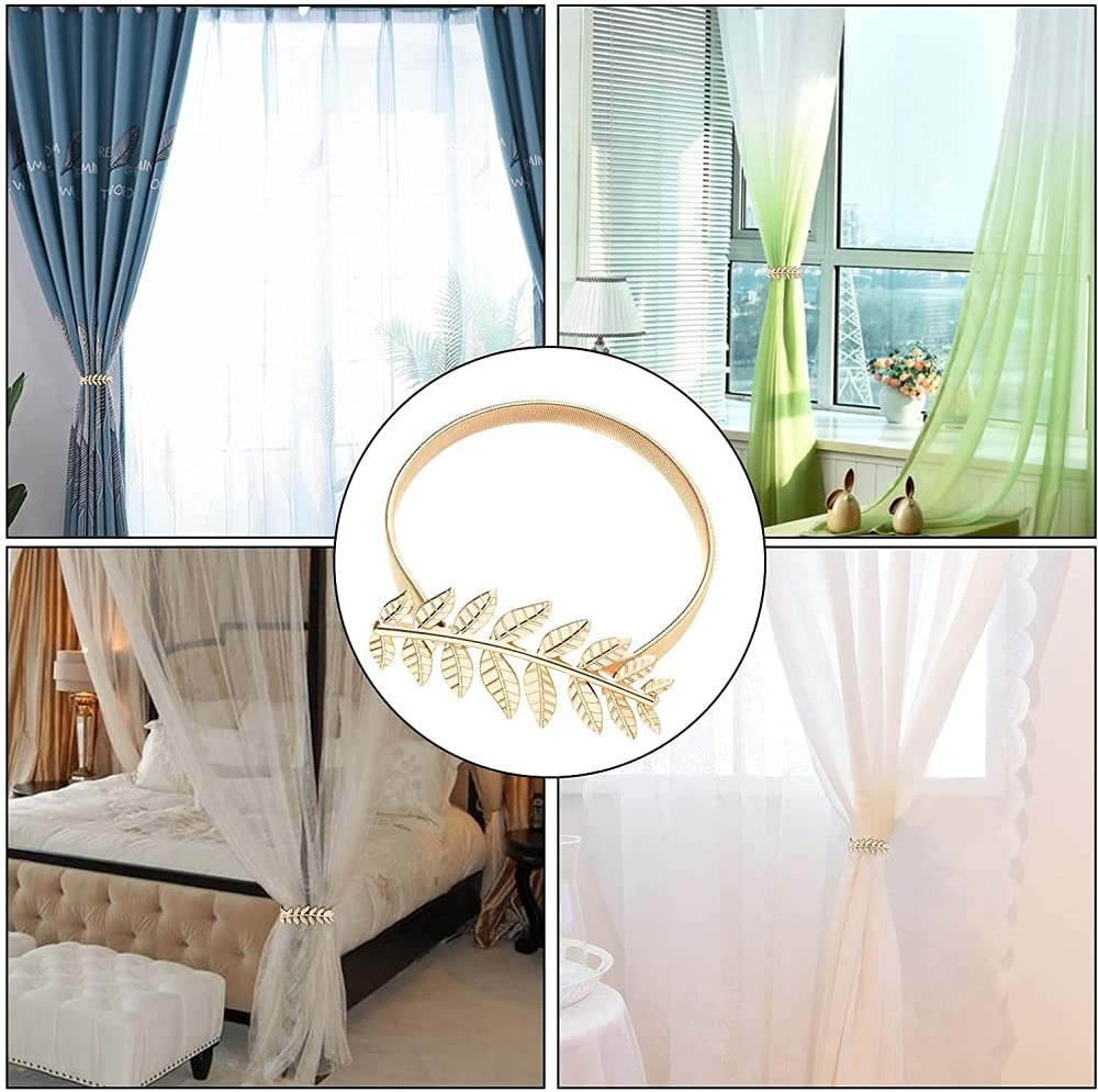HASTHIP 2 Pack Curtain Tiebacks Curtain Holdbacks Adjustable Decorative Alloy Curtain Straps Curtain Clip Buckle (Gold)