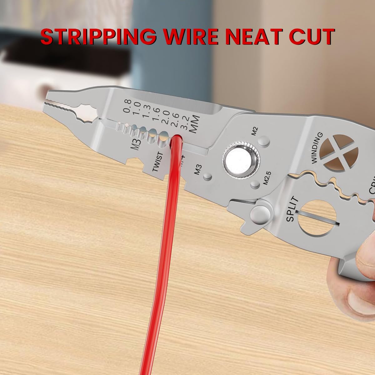 Serplex Wire Stripper Wire Cutter Multifunctional Wire Cutter Tool Wire Stripper and Cutter Cable Cutter Plier Wire Plier Multipurpose Crimping Tool for Electrical Cable Cutting (0.8-3.2mm)