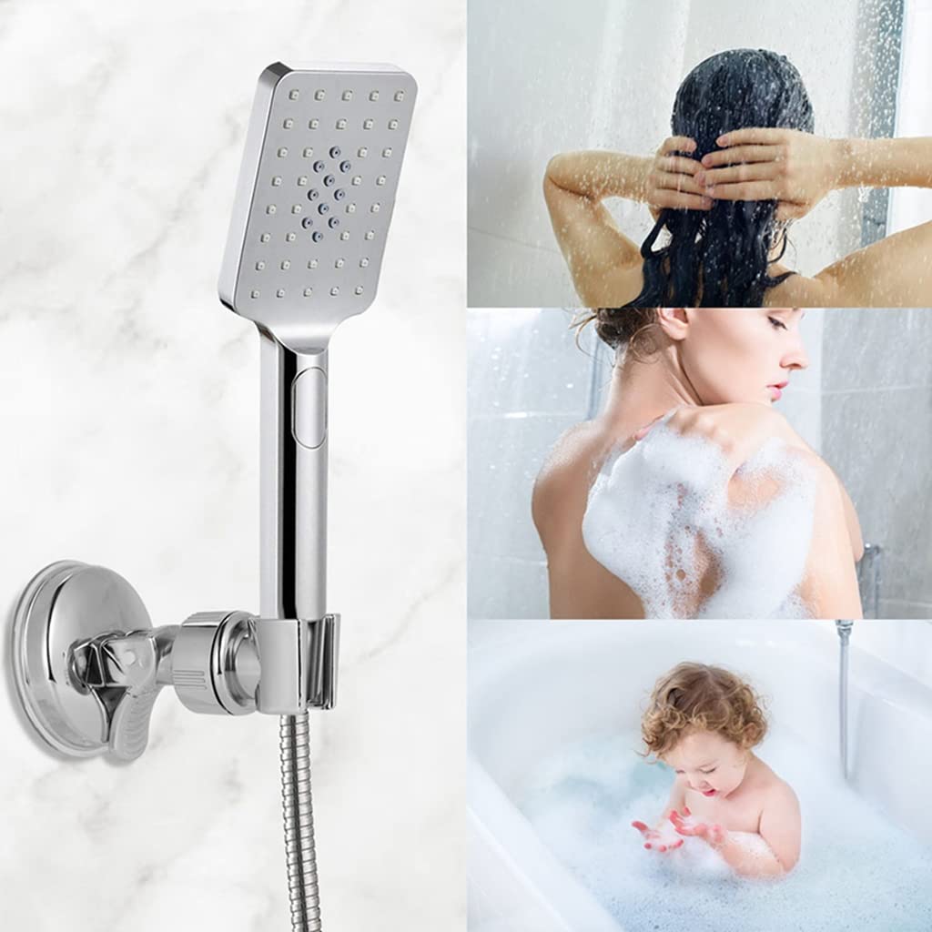 HASTHIP Adjustable Shower Head Holder, Bathroom Suction Cup Handheld Shower Head Bracket No Drill Shower Head Bracket with Chrome Polished for Bathroom