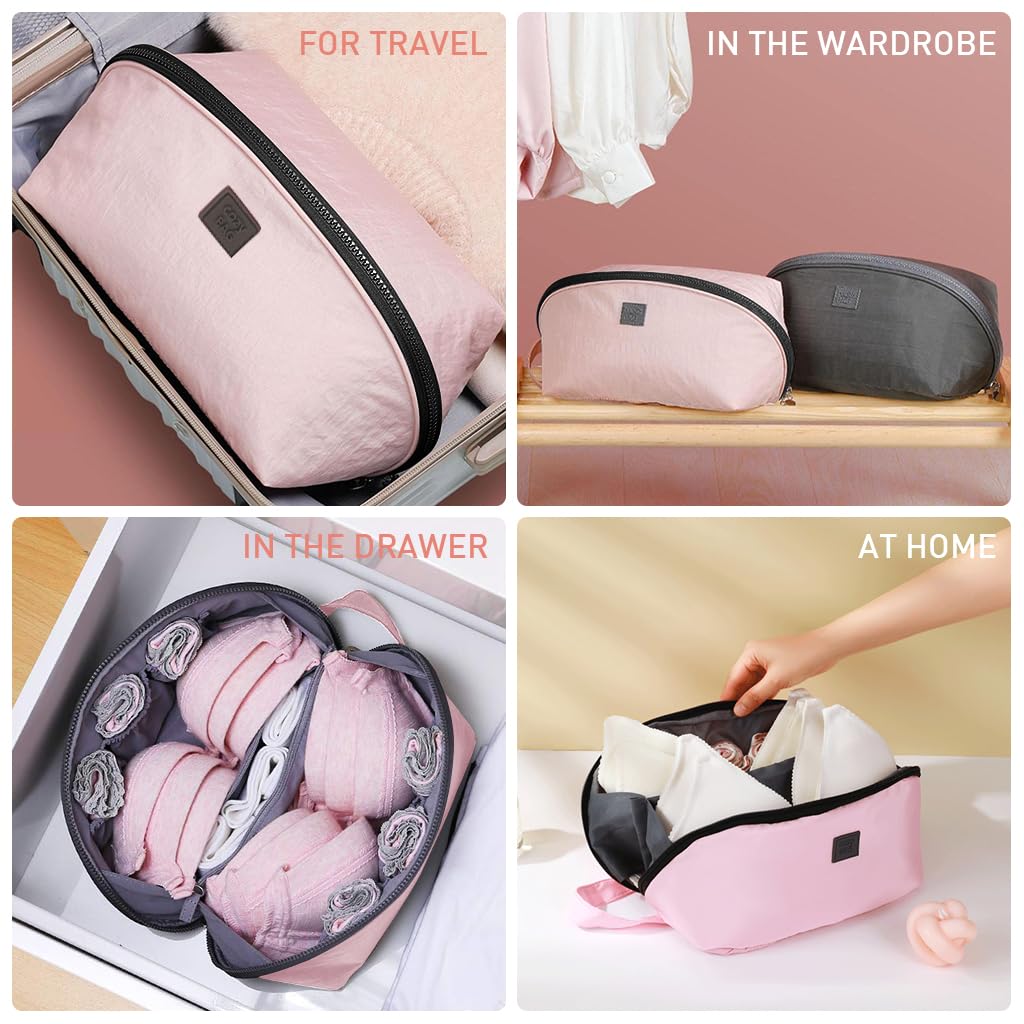MAYCREATE Bra Underwear Organizer for Travel Underwear Storage Bag Travel Lingerie Pouch Portable Bra Organizer Waterpoof Utility Storage Bag for Clothing, Travel Essentials - Multi Compartment