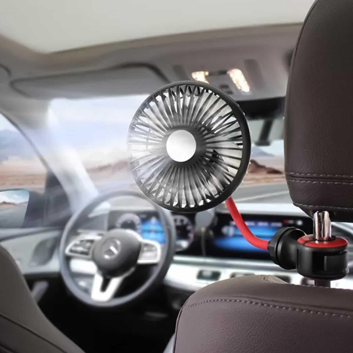 STHIRA Car Fan USB Fan for Car Headrest & Dashboard 5-Blade Strong Wind DC Fan with 3 Speed Settings 360° Flexible Arm & 1.8m Cable Mini Fan for Car Dual Installation Options Electric Fan