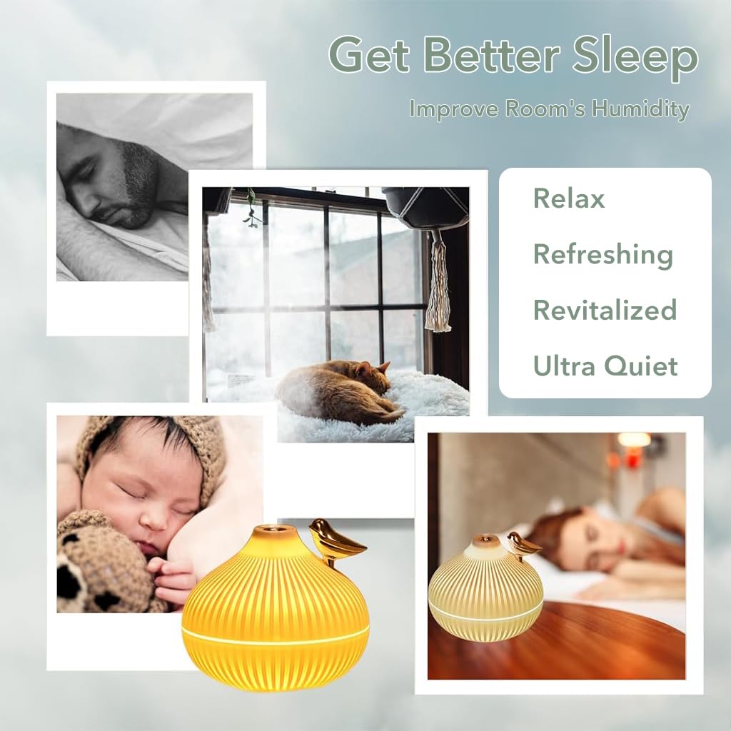 HASTHIP Mini Air Humidifier - Cute Onion Shape Portable Small Humidifier, Silent Air Humidifier with 2 Modes, Cool Mist Humidifiers Essential Oil Diffuser with Warm LED Light (300ml)
