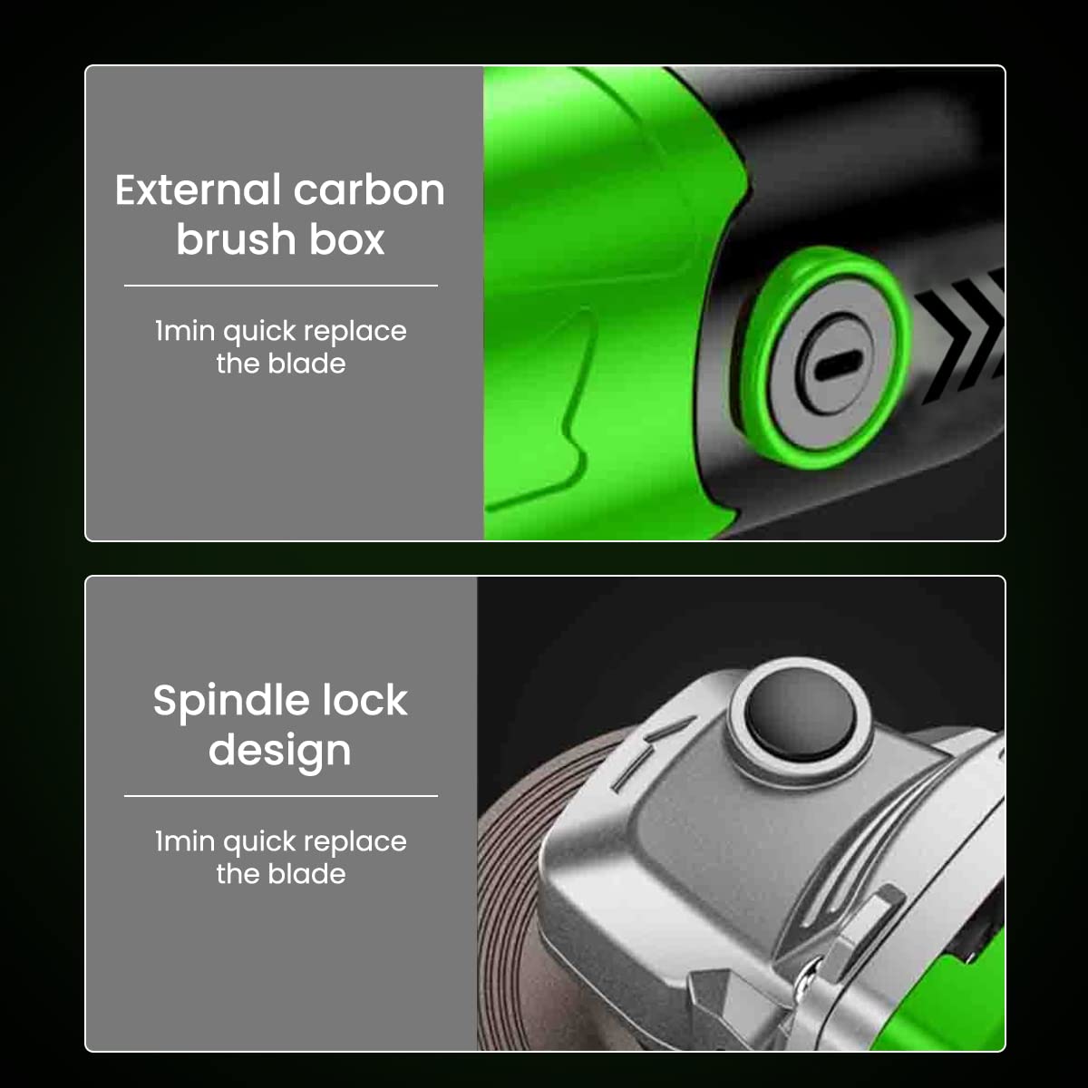 Serplex 850W Angle Grinder Machine for Grinding, Polishing and Cutting, Load 2000W Grinders Power Tools, 6 Speeds 11000 RPM Electric Metal Grinder with Handle, Wheel Guards, Etc