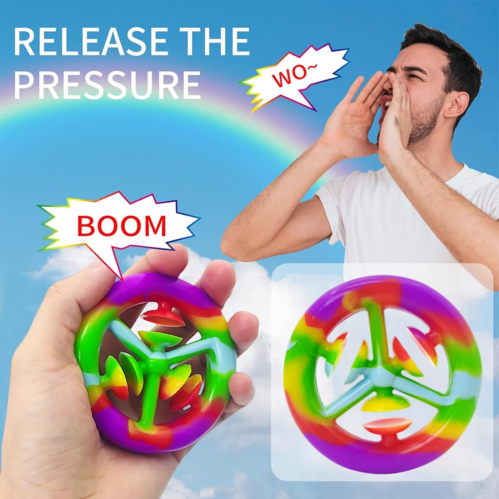 PATPAT Fidget Toy Hand Grip Toy Adult Hand Grip Exerciser Rainbow Suction Cup Silicone Hand Grip Finger Rehabilitation Toy Stress Relief Hand Grip Toy for Kids & Adults