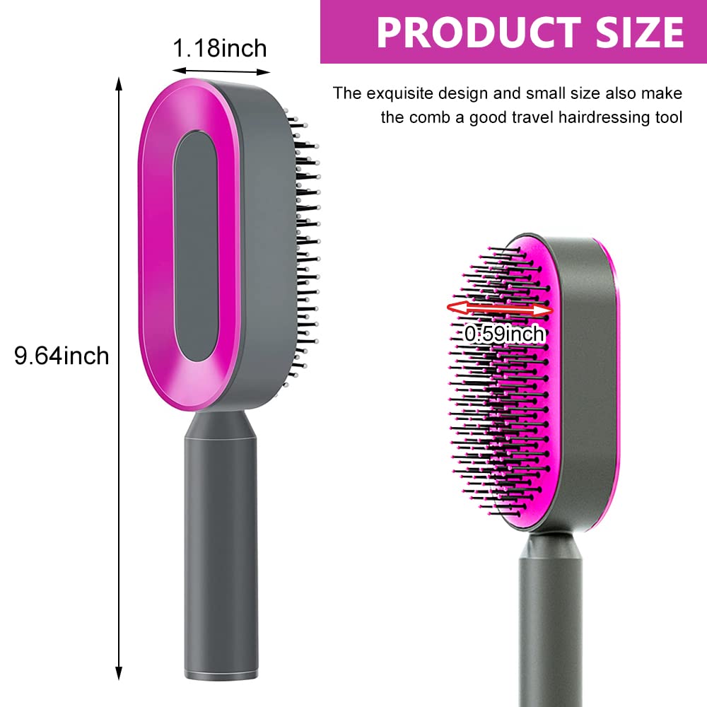 MAYCREATE Self Cleaning Hair Brush for Women Men, 3D Airbag Cushion Hair Comb Massager Paddle Brush Hairdressing Detangling Anti Static Hairbrush