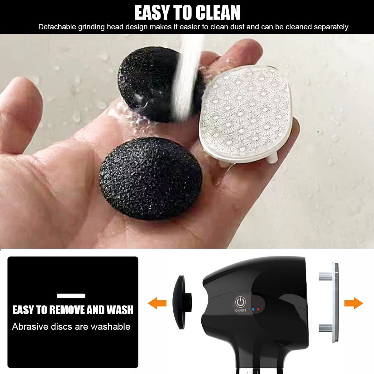 MAYCREATE Callus Remover Electronic Tool Kit for Feet with 2 Roller Head Quartz Nanoglass Grinding Bit-Black