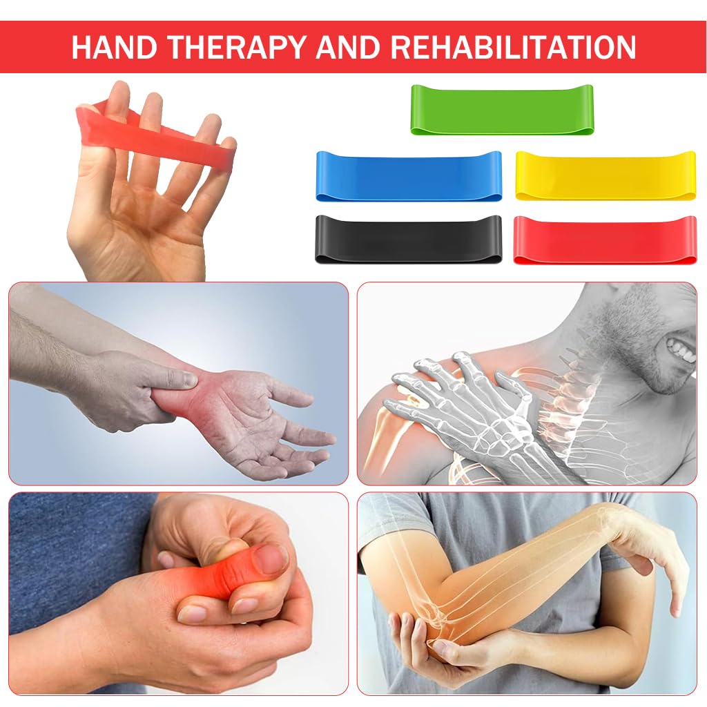 Proberos hand exerciser and hand strengthener set - 10 finger resistance bands perfect for extensor training, forearm, hand and finger strength,