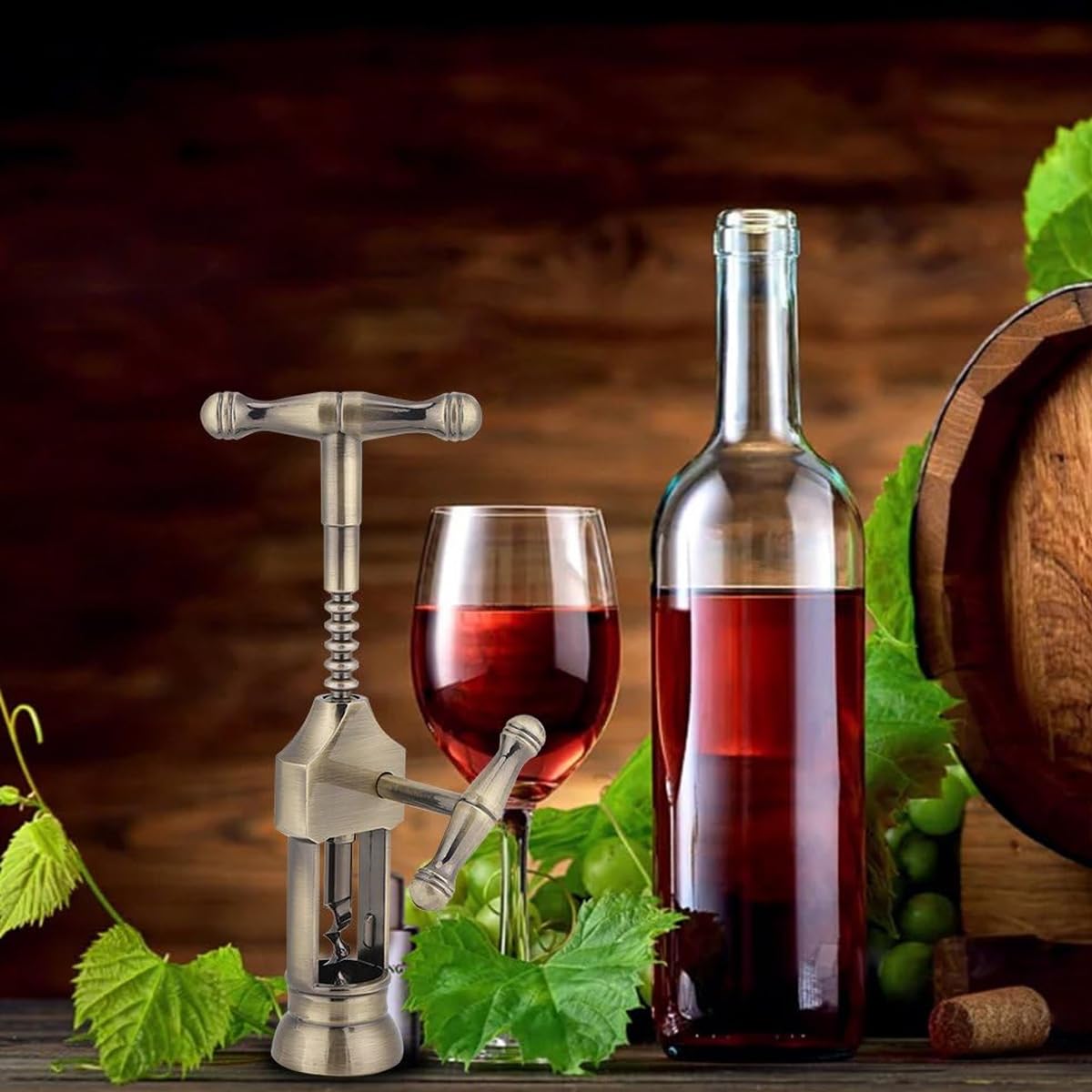 HASTHIP Wine Bottle Opener, Retro Zinc Alloy Wine Bottle Corkscrew Hand Cork Puller Bar Tool with Sturdy Lever Arms Creative Wine Opener for Home Bar Restaurant