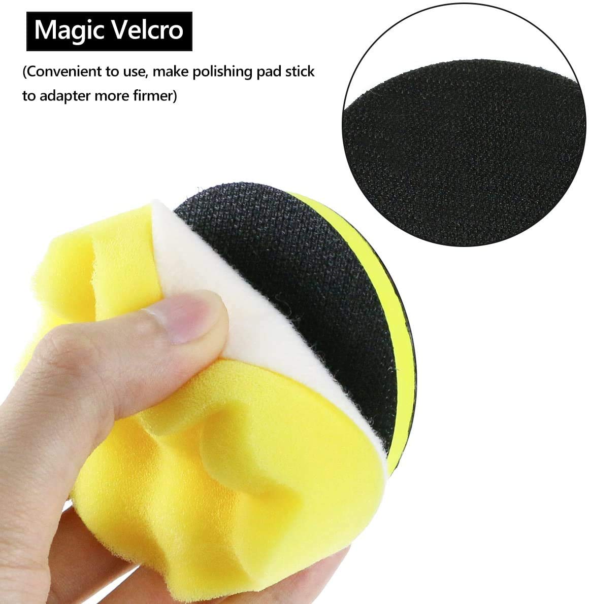 STHIRA Car Polish Kit Polishing Pad and Hand Buffer Set Electric Cleaning Brush with Drill Adapter for Car Polish Buffing, 3-inch (Pack of 10 Pieces)