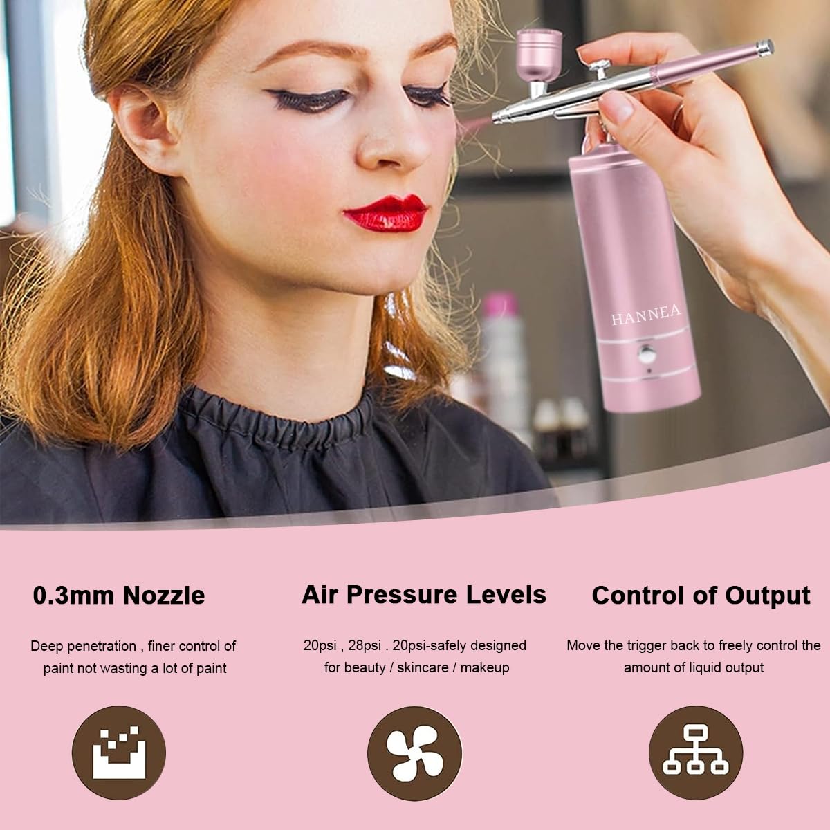 HANNEA Airbrush-Kit Rechargeable Cordless Airbrush Compressor - Handheld Airbrush Gun, Airbrush Set Portable Wireless Air Brush for Barber, Nail Art, Cake Decor, Makeup, Model Painting