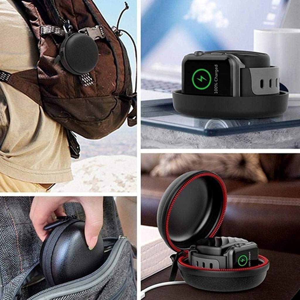 ELEPHANTBOAT® Travel Case for Apple Watch Charger Waterproof Portable Carrying EVA Dock Holder 38mm 42mm 40mm 44mm iWatch Series 5 4 3 2 1 Black 2PCS