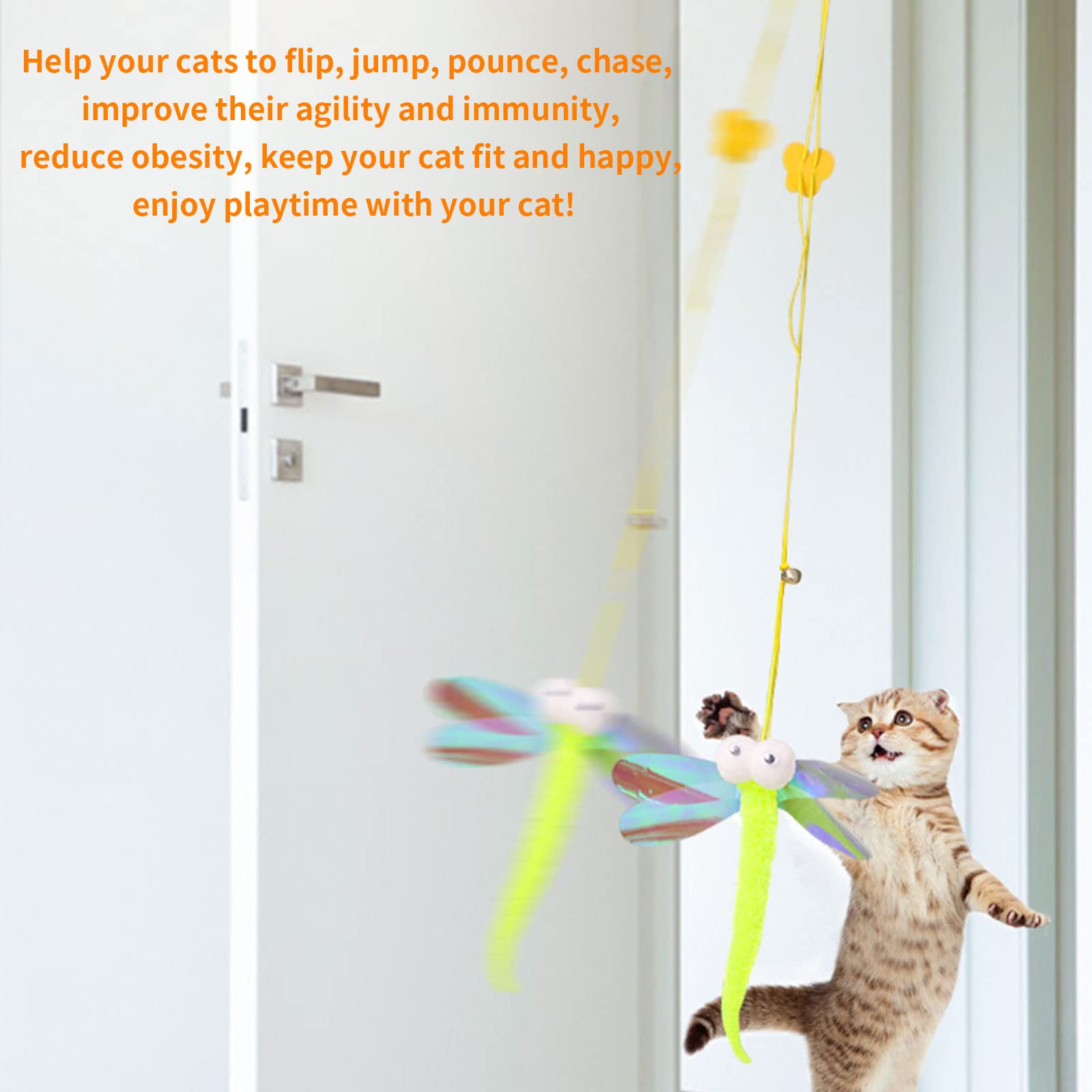 Qpets Cat Toy Cat Toys Interactive for Indoor Cat Wand Teaser Cat Feather Wand Toy Suction Cup Design