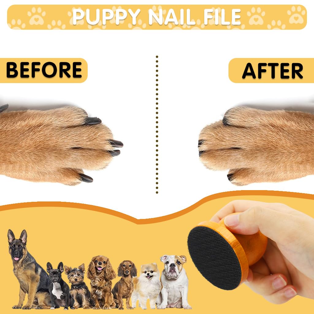 Qpets Dog Nail Filer, Manual Dog Nail File Board Cat Dog Grooming Tool, Stress Free Cat Dog Claw Care Nail Filing for Dog Nail Grinder Wooden Handle Dog Nail Filer