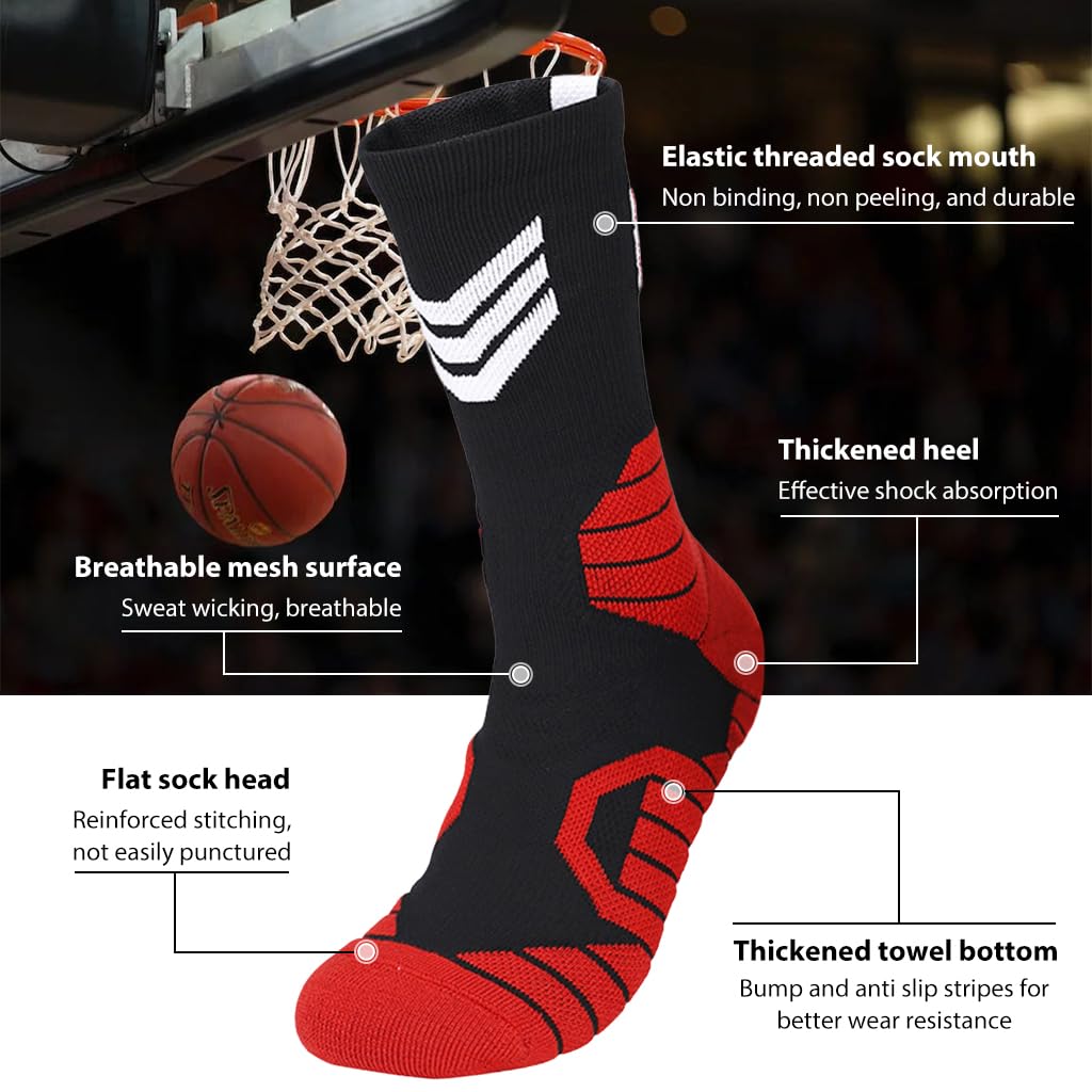 Proberos 1 Pair Basketball Socks for Men, Cotton Socks Sports Socks, Over The Anklet Socks Crew Socks Terry-Cloth Sole Socks, Comfortable Athletic Socks for Men and Women Running&Training (Purple)