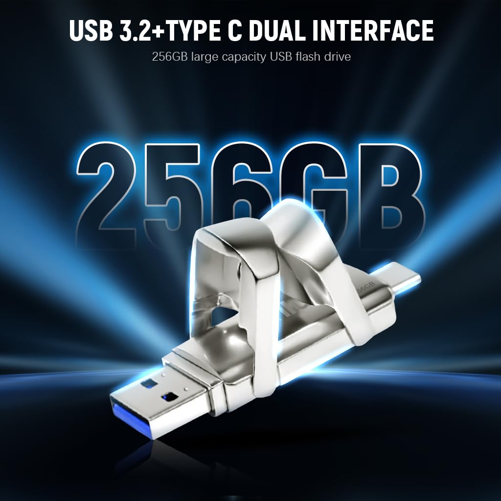 Verilux 256GB USB 3.2+ Type C Dual Interface SSD, 5Gbps Data Transfer Rate