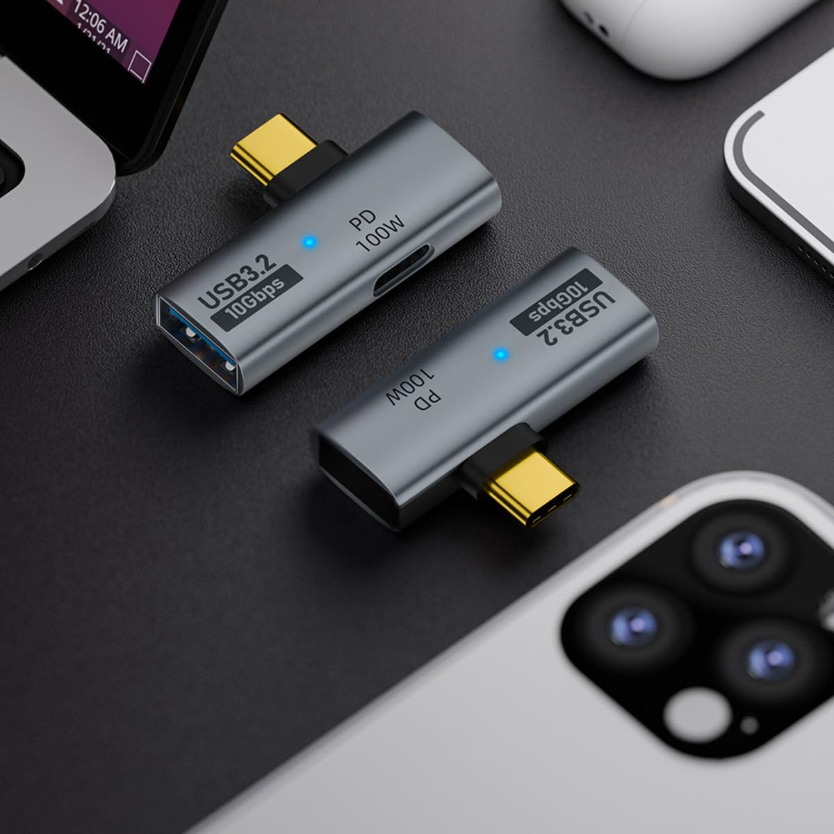 ZORBES 2-in-1 USB C to USB 3.1 Adapter with 100W Charging Port, Thunderbolt 4/3 OTG Converter for Meta Quest 2, iPhone 15, MacBook, iMac, iPad and More