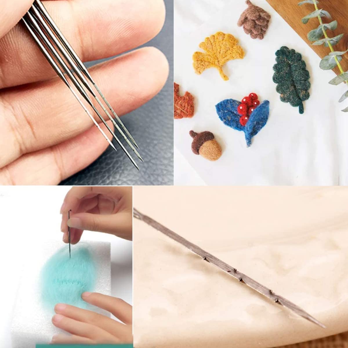 HASTHIP Wooden Felting Needles Tool 8 Needle Wool Felting Needles Tool with Finger Cot for Beginner Professional Felting Art Supplies for DIY Felting Craft Handicraft