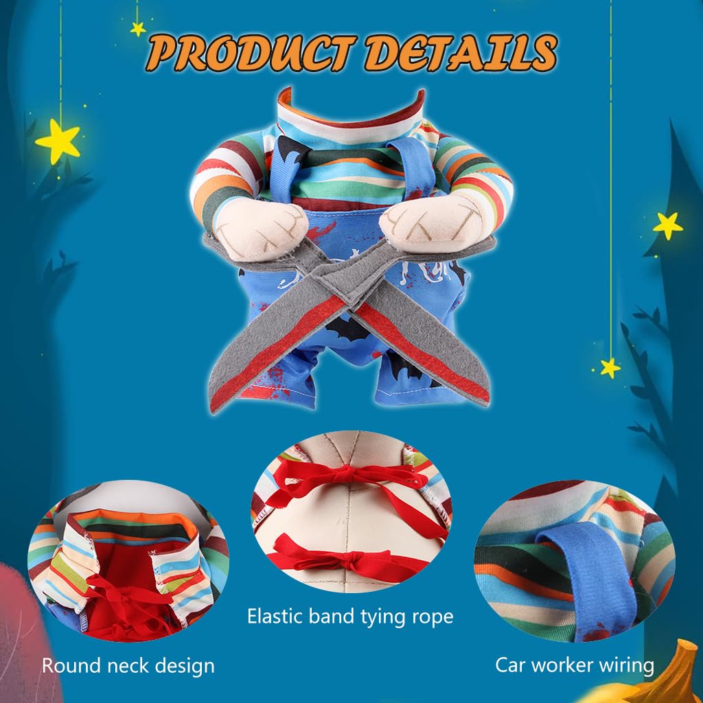 Qpets Dog Halloween Costume, Funny Rainbow Clown Costume Spooky Scissors-man Cosplay Dressing Costume Halloween Party Costume for Small Dogs, M
