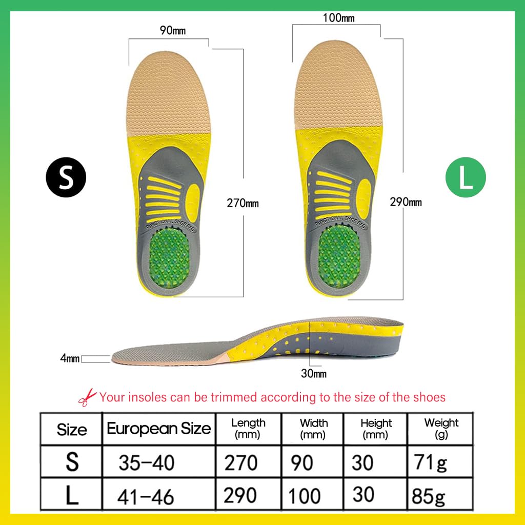 Optifit Anti-Odor EVA & Gel Orthotics Insoles Enhanced Arch Support, Shock Absorbing Sports Inserts for Preventing Foot Pain, Heel Comfort, Breathable for Running, Flat Feet Relief