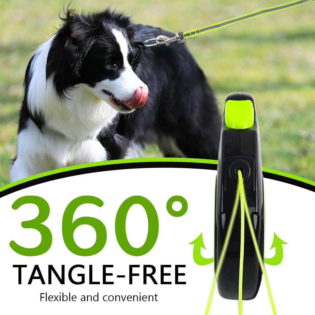 Qpets 16.4 Reflective Dog Leash Auto Retractable Dog Leash Retractable Dog Leash with 360 Degree Swivel Quick Release Buckle, No Pull Safety Reflective Dog Leash
