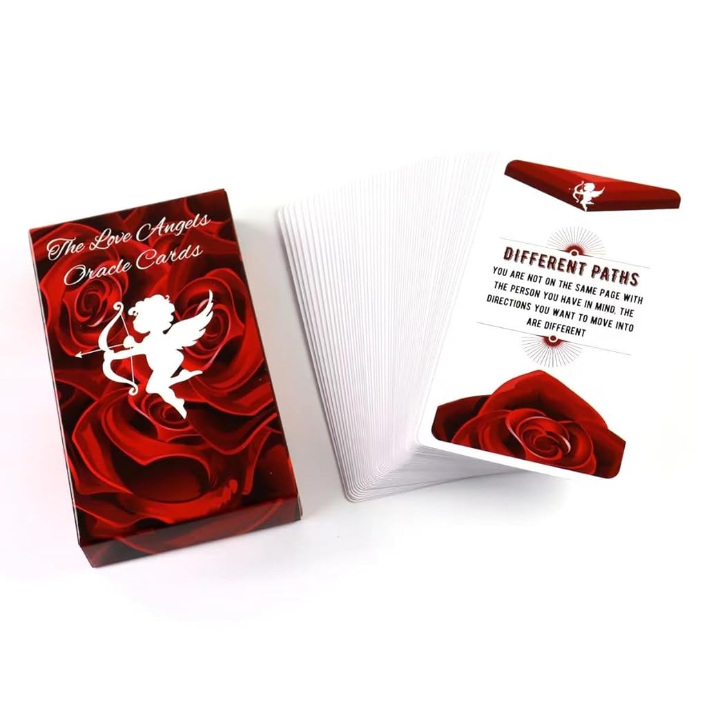 PATPAT 53Pcs Angel of Love Inspiration Cards Love Oracle Cards Romantic Love Guiding Cards Party Gaming Cards Life Purpose Oracle Cards Love Self-Reflection Love Inspiration Cards Gift Tarot Card