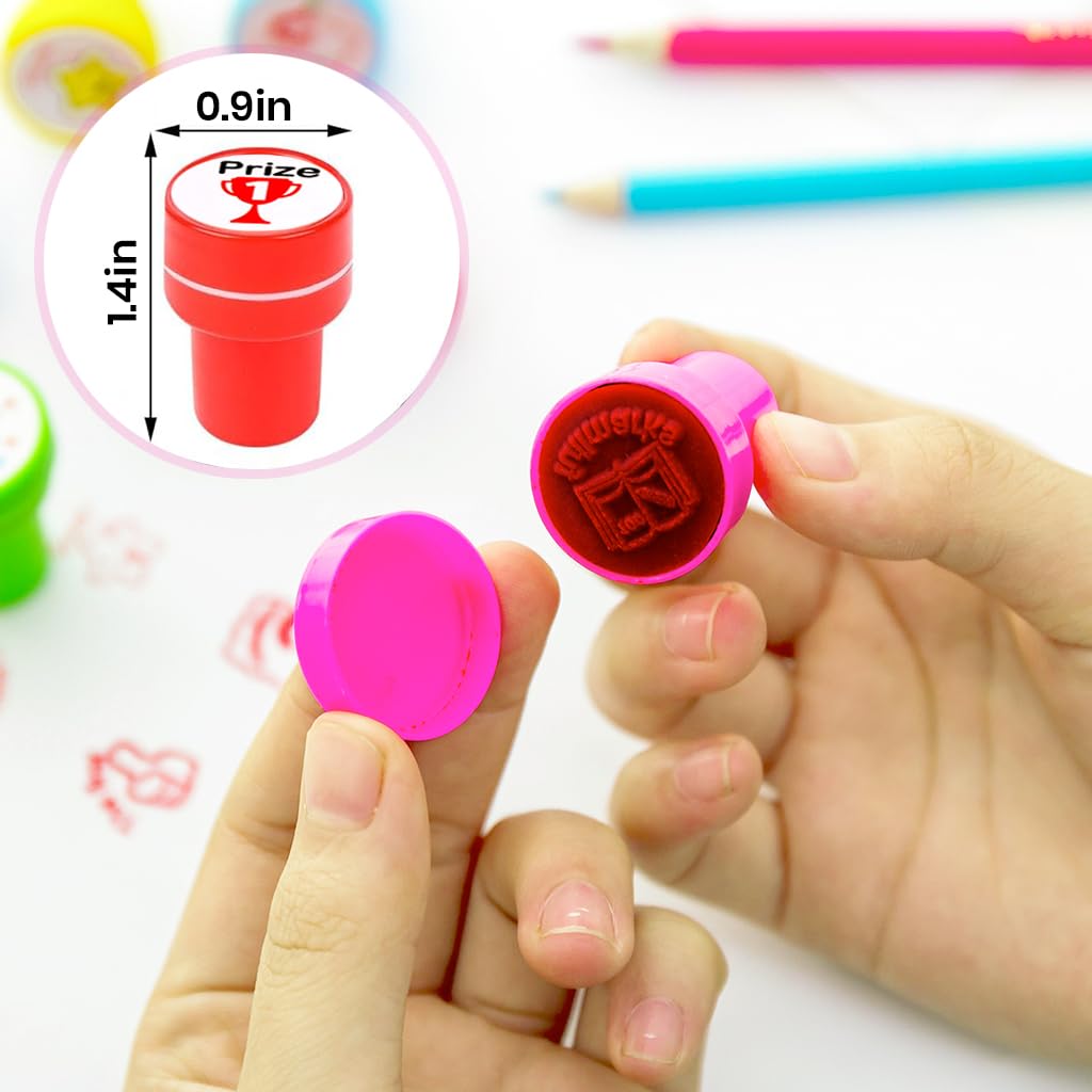 HASTHIP Kids Reward Stamps 20Pcs Inspirational Themed Stamps for Kids Colorful Prizes Stamps Quick Dry Stamp for Kids Party Supplies Party Favors School Supplies