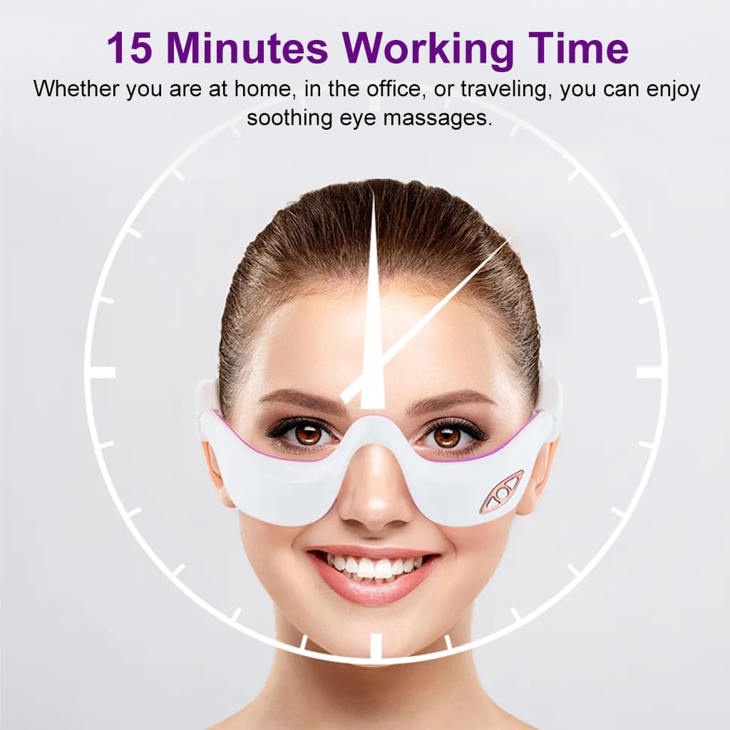 HANNEA EMS Eye Massager Wearable USB Rechargeable Micro Current Pulse Eye Massager with Heating Therapy Relieve Eye Strain, Relax Eye Muscle, Accelerate Eye Blood Circulation
