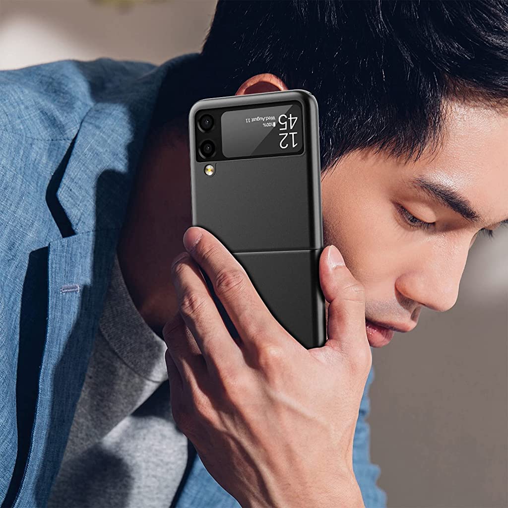 ZORBES Phone Case for Samsung Galaxy Z Flip 5 5G Ultra Thin PC Case for Samsung Galaxy Z Flip 5 Full Coverage Anti Scratch Phone Cover for Samsung Galaxy Z Flip 5 Black